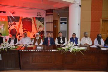 02.Secratary Health KP Dr Faruq Jamil and VC KMU Dr Arshad javaid along with others sitting on stage during Polio Agahi Seminar organized by KMU and PHA1562666184.JPG