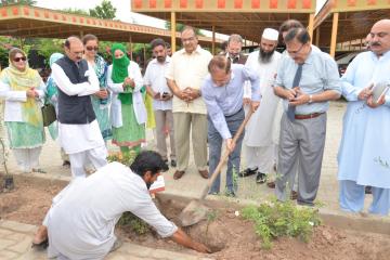 2.VC KMU Dr Arshad Javaid planting a tree during  opening ceremony of tree plantation compaign at KMU (Custom)1534403633.JPG
